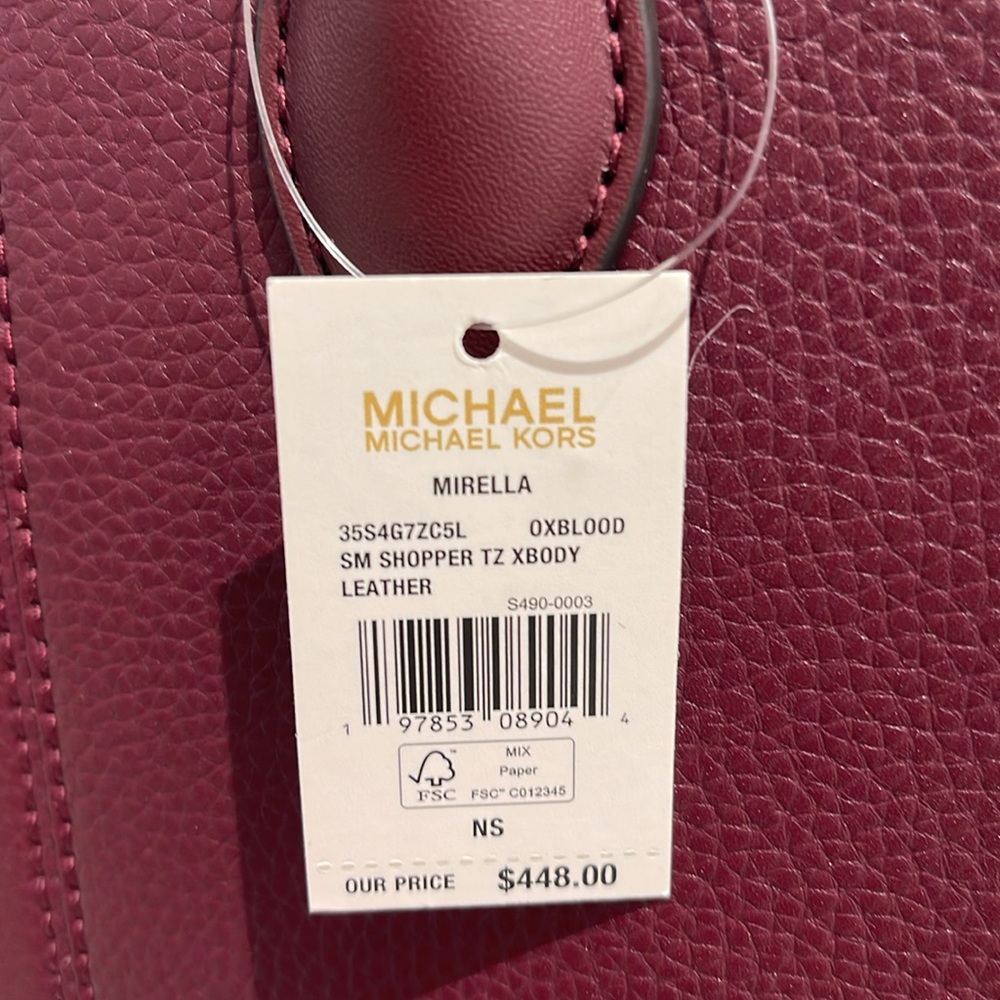 Michael Kors Mirella Small Pebbled Leather Crossbody Bag
Oxblood 
NWT - Picture 13 of 16